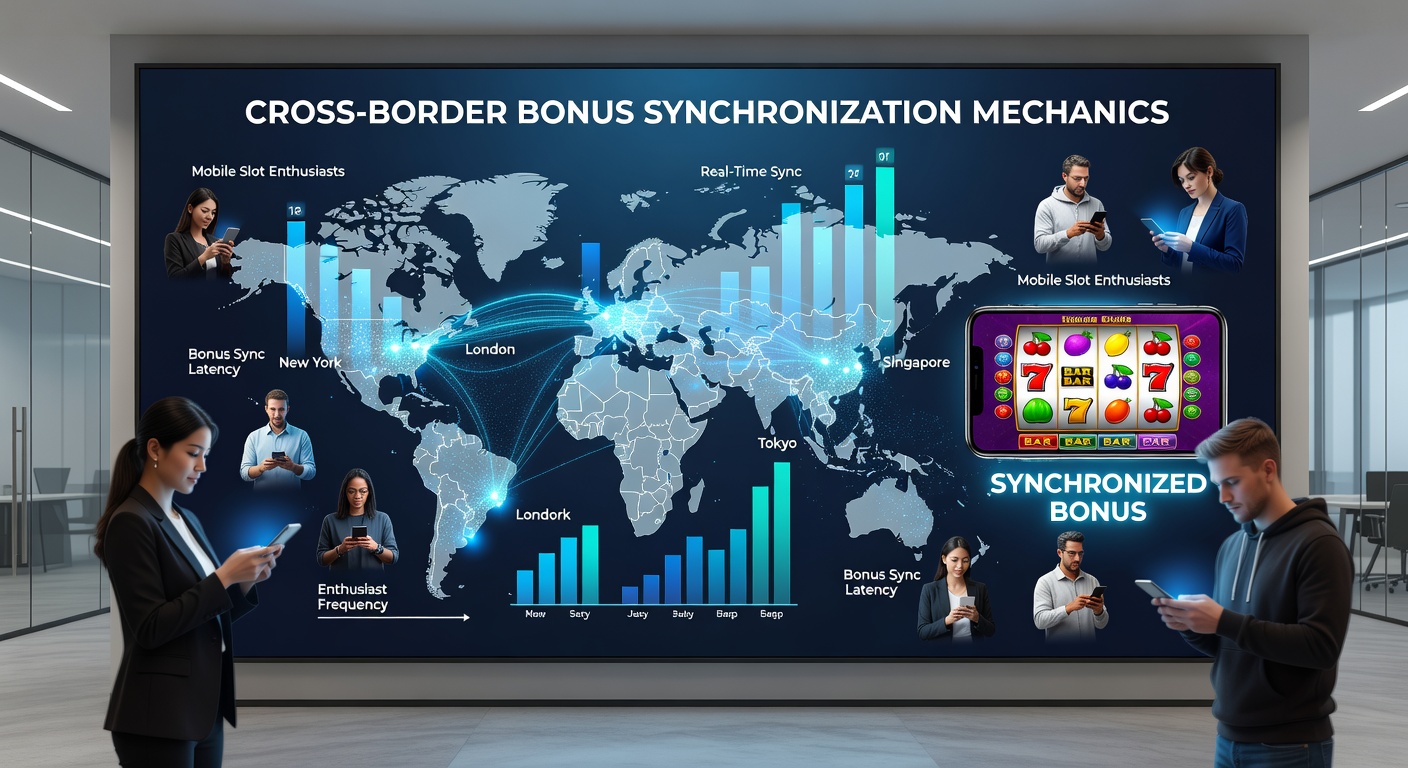 Diagram showing data flow in cross-border bonus synchronization for mobile slot users