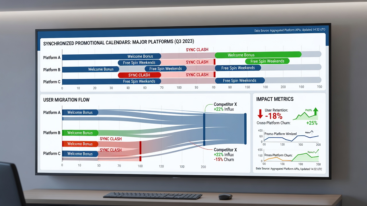 Multiple gambling platform interfaces showing aligned promotional calendars and bonus offers