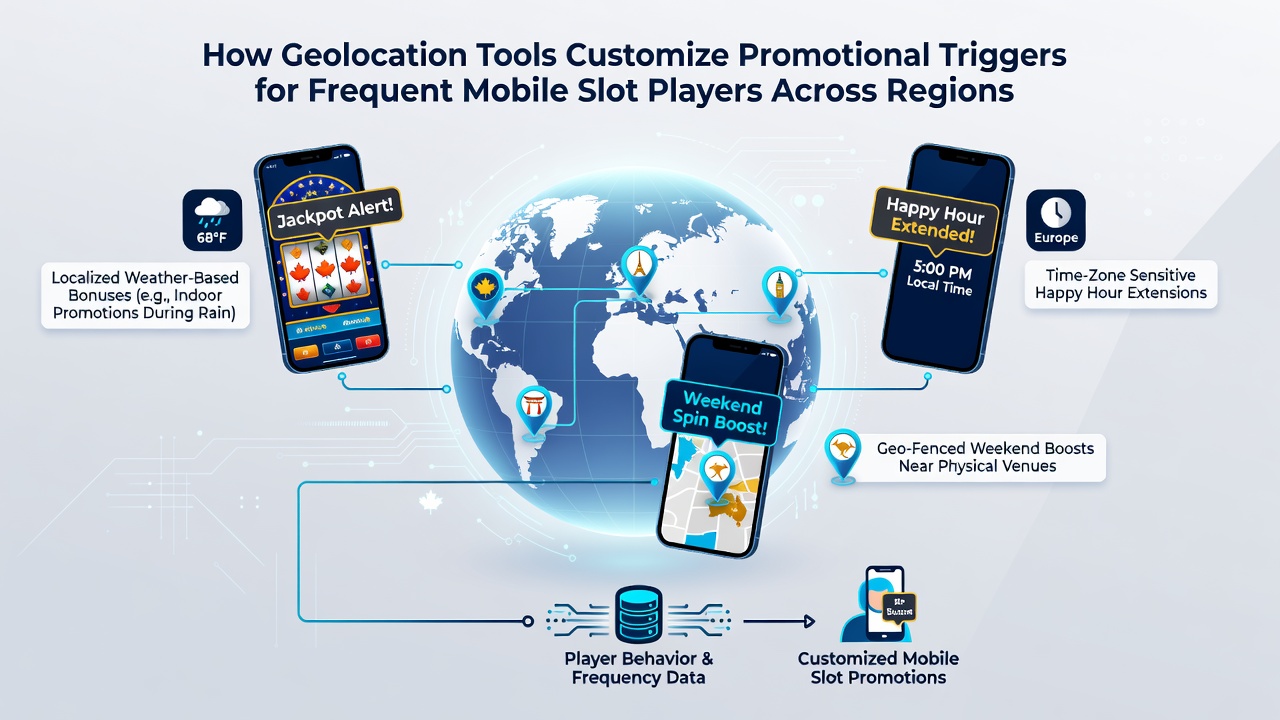 Mobile app dashboard displaying customized slot bonuses triggered by current geolocation and regional regulatory settings