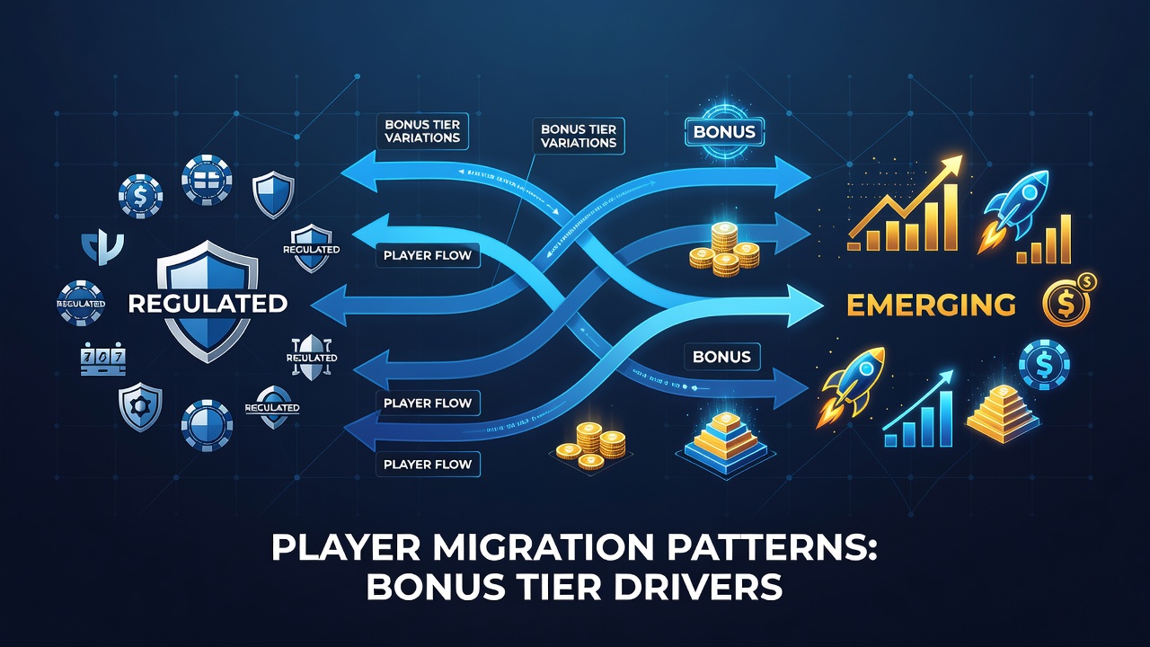 Chart illustrating bonus tier comparison and player traffic shifts across different gambling platform types